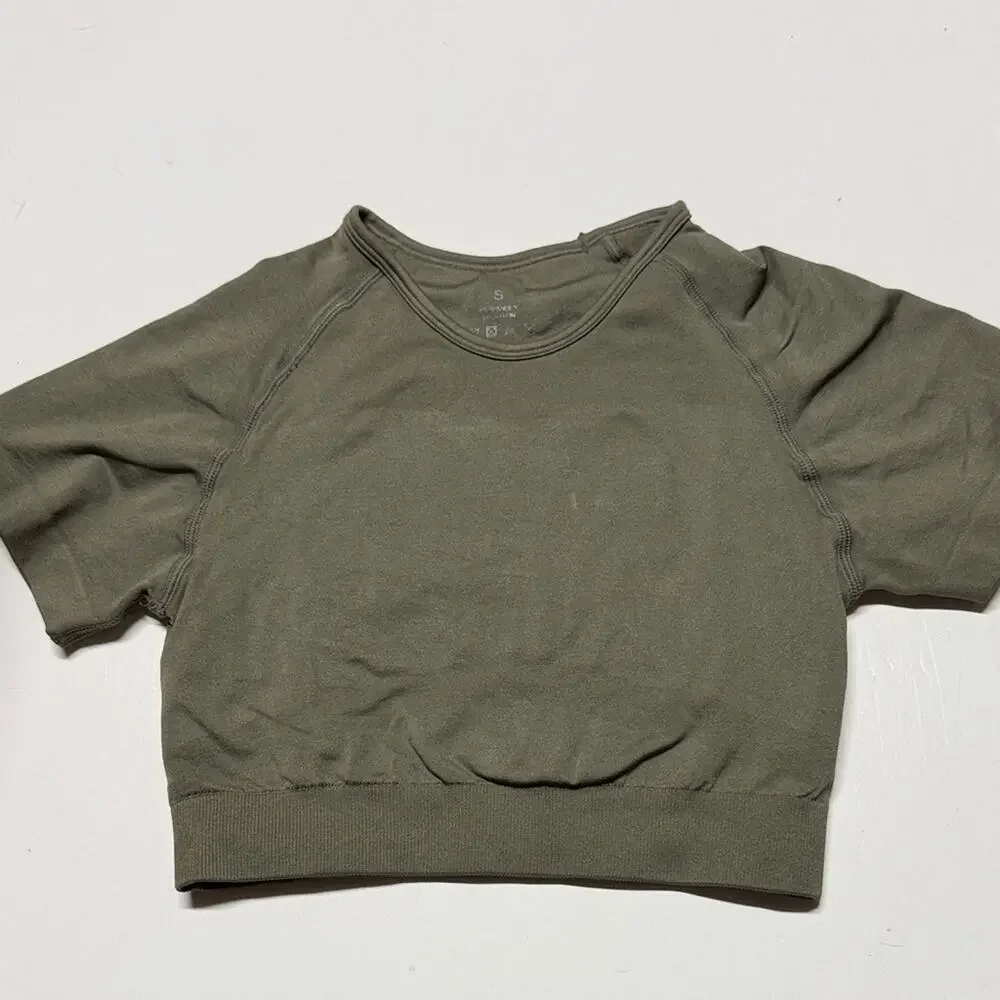 NVGTN Vortex Seamless Open Back Olive Green Top Small - Picture 2 of 5